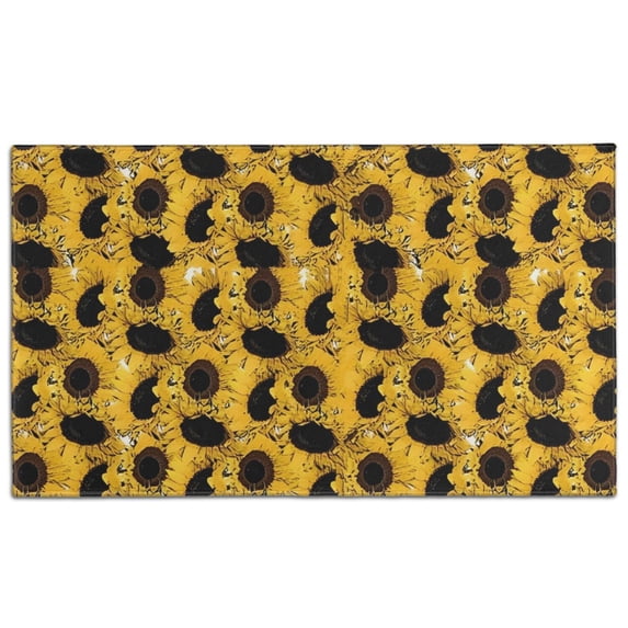 Yellow Black Sunflower Pattern Door Rugs,Washable Non Slip Door Mats Indoor,Decorative Door Mats,Entry Mat Indoor for Entrance,Bedroom,Kitchen,Bathroom,17"x30"