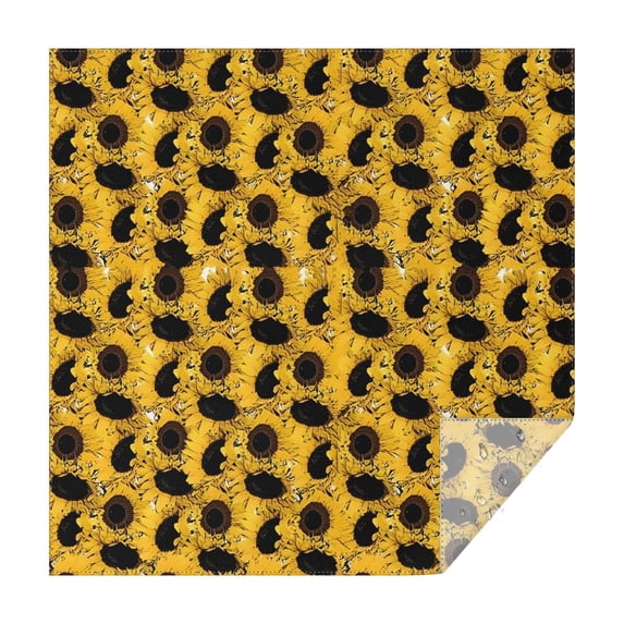 Yellow Black Sunflower Pattern Square Tablecloth,Waterproof Square Table Cover,Wipeable Spillproof Washable Table Cover for Home Kitchen Party Decor 42"X42"(107x107cm)