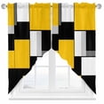thumbnail image 1 of Yellow Black Swag Curtain Valance for Windows, Geometric Contemporary Abstract Color Block Window Treatments Short Swag Topper for Kitchen Windows Bathroom Bedroom, 36"x45", 1 of 8
