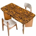 thumbnail image 1 of Yellow Black Table Cloths for 4 Foot Rectangle Tables, Modern Abstract Art Stripes Patio Waterproof Elastic Fitted Tablecloths, Washable Rectangular Table Cover for Camping, 1 of 8