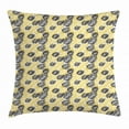 thumbnail image 1 of Yellow and Black Throw Pillow Cushion Cover, Foliage Leaves Pattern Bicolor Exotic Nature Design Spring Season, Decorative Square Accent Pillow Case, 20 X 20 Inches, Yellow and Black, by Ambesonne, 1 of 2
