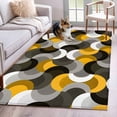 thumbnail image 1 of Yellow Black Wavy Area Rugs 3x5 ft Medieval Abstract White Grey Yellow Black Texture Washable Rug Non Slip Indoor Carpet Absorbent Floor Mat for Living Room Bedroom Dining Room, 1 of 9