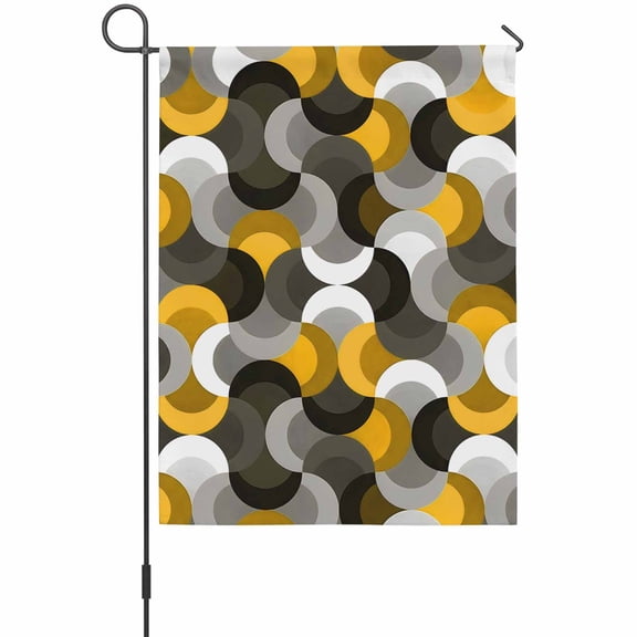 Yellow Black Wavy Garden Flag 12 x 18 Inches, Medieval Abstract White Grey Yellow Black Texture Weather Proof Outdoor Patio Flags Double Sided Small Garden Decoration for Yard Outside Home