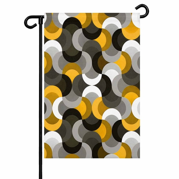 Yellow Black Wavy Garden Flag 12x18 Inch Medieval Abstract White Grey Yellow Black Texture Double Sided Small Decorative Garden Flags for Outside, Outdoor Yard Porch Lawn Decoration