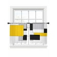 thumbnail image 1 of Yellow Black White Geometric Sheer Curtains 45 Inch Long 2 Panels, Modern Abstract Art Color Block Light Filtering Rod Pocket Semi Sheer Curtains, Sheer Voile Drapes for Living Room Bedroom, 52"x45", 1 of 5