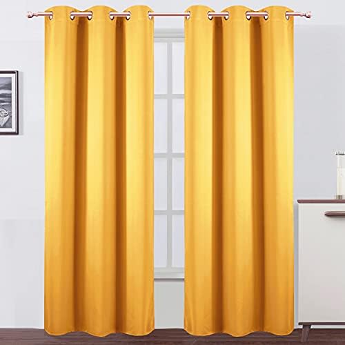 Yellow Blackout Curtains 34 x 84 Inches Long/Set of 2 Curtain Panels ...