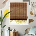 thumbnail image 1 of Yellow Blinds 31"W x 64"H Natural Woven Cordless Light Filtering Bamboo Roman Shades for Window, Coffee, 1 of 6
