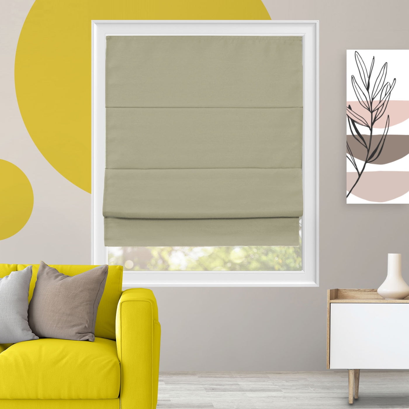 Yellow Blinds Cordless Blackout Roman Shade, Del Mar Sandcastle - 36"W X 64"H