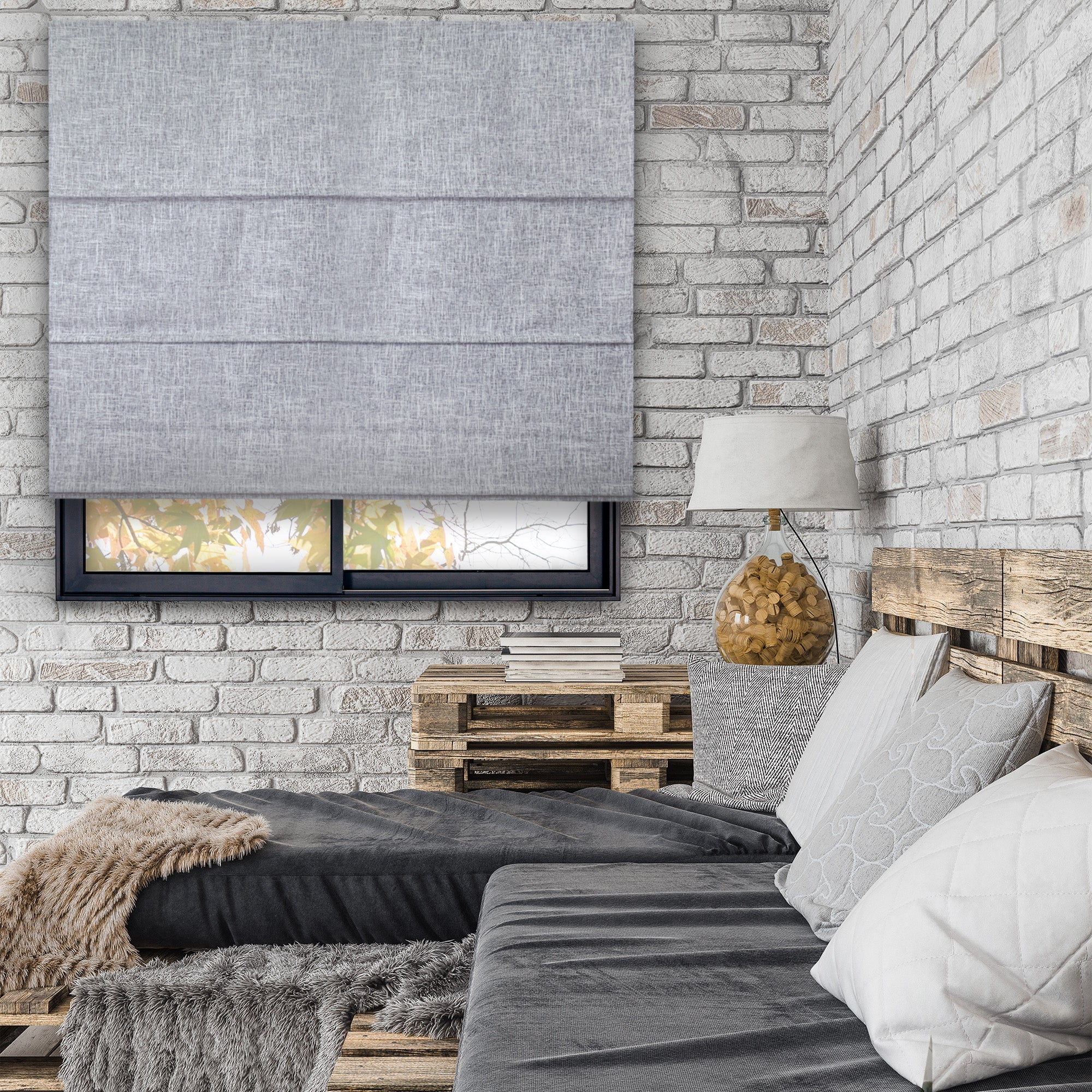 Yellow Blinds Cordless Blackout Roman Shade, Lexington Gainsboro - 48"W X 72"H