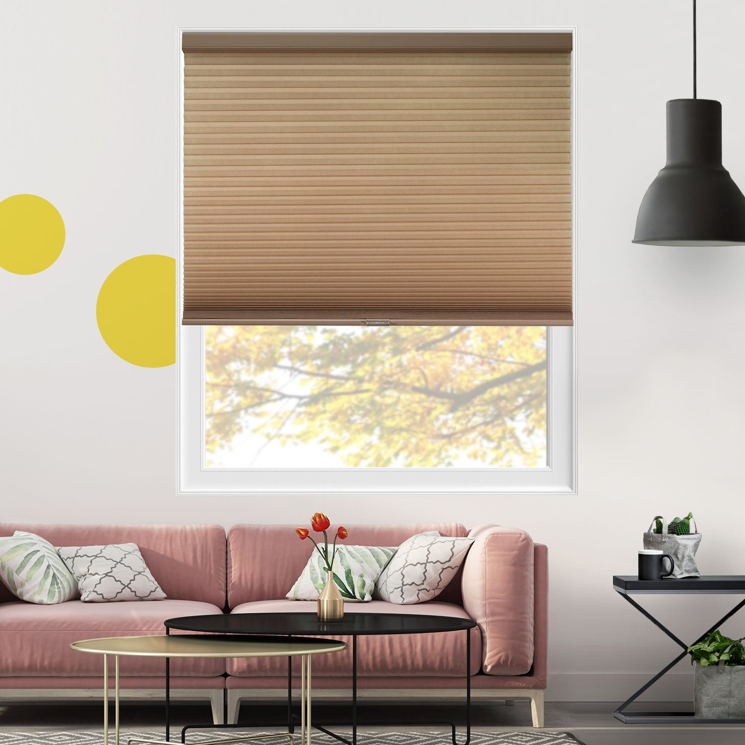 Yellow Blinds Cordless Light Filtering Honeycomb Cellular Shade Skyline Cream - 34.25"W X 84"H