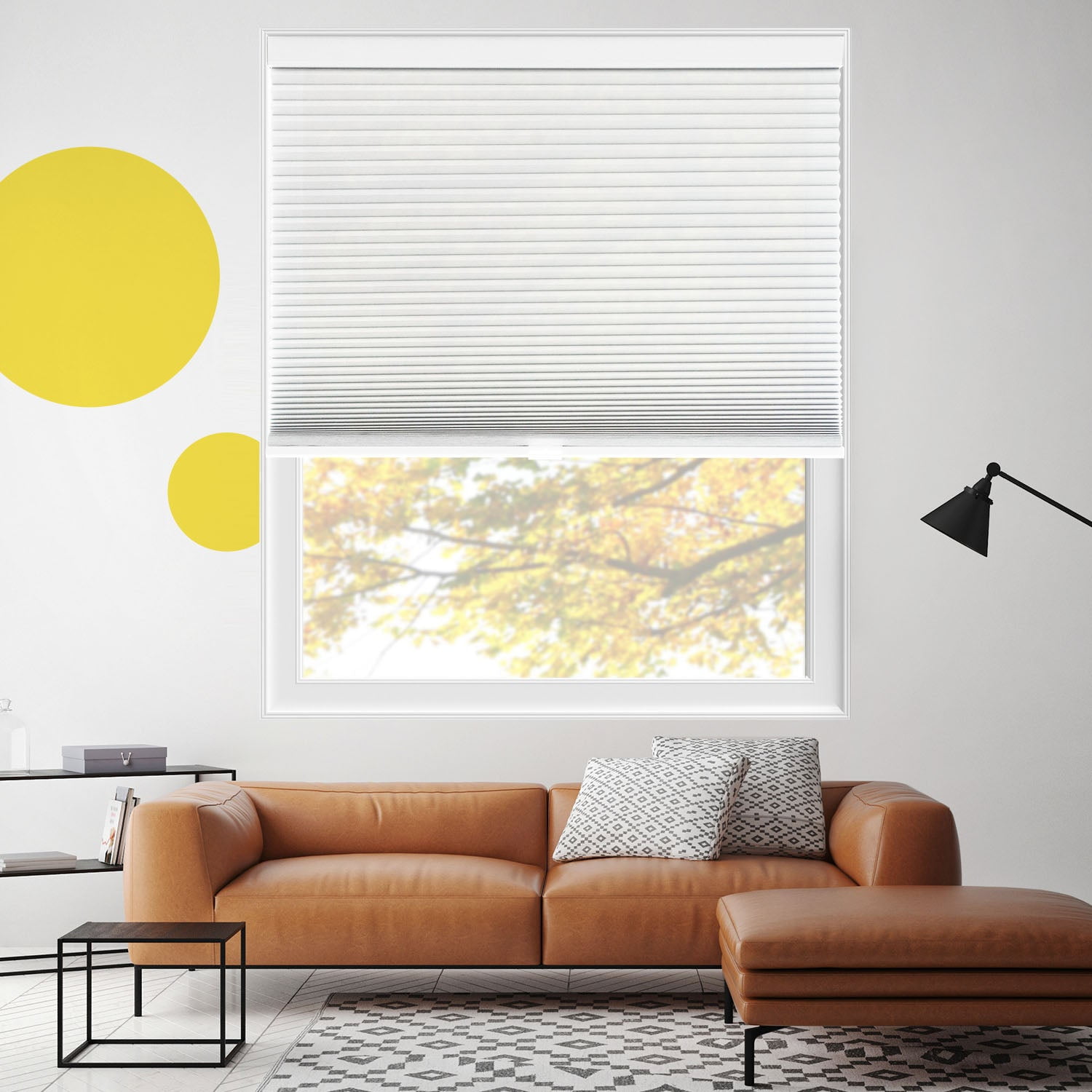 Yellow Blinds Cordless Light Filtering Honeycomb Cellular Shade Skyline Mist - 21.5"W X 48"H