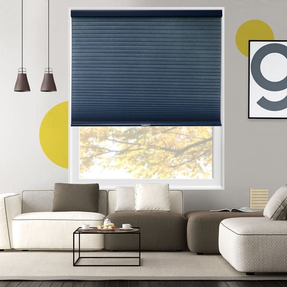 Yellow Blinds Cordless Light Filtering Honeycomb Cellular Shade Skyline Ocean - 18.75"W X 64"H