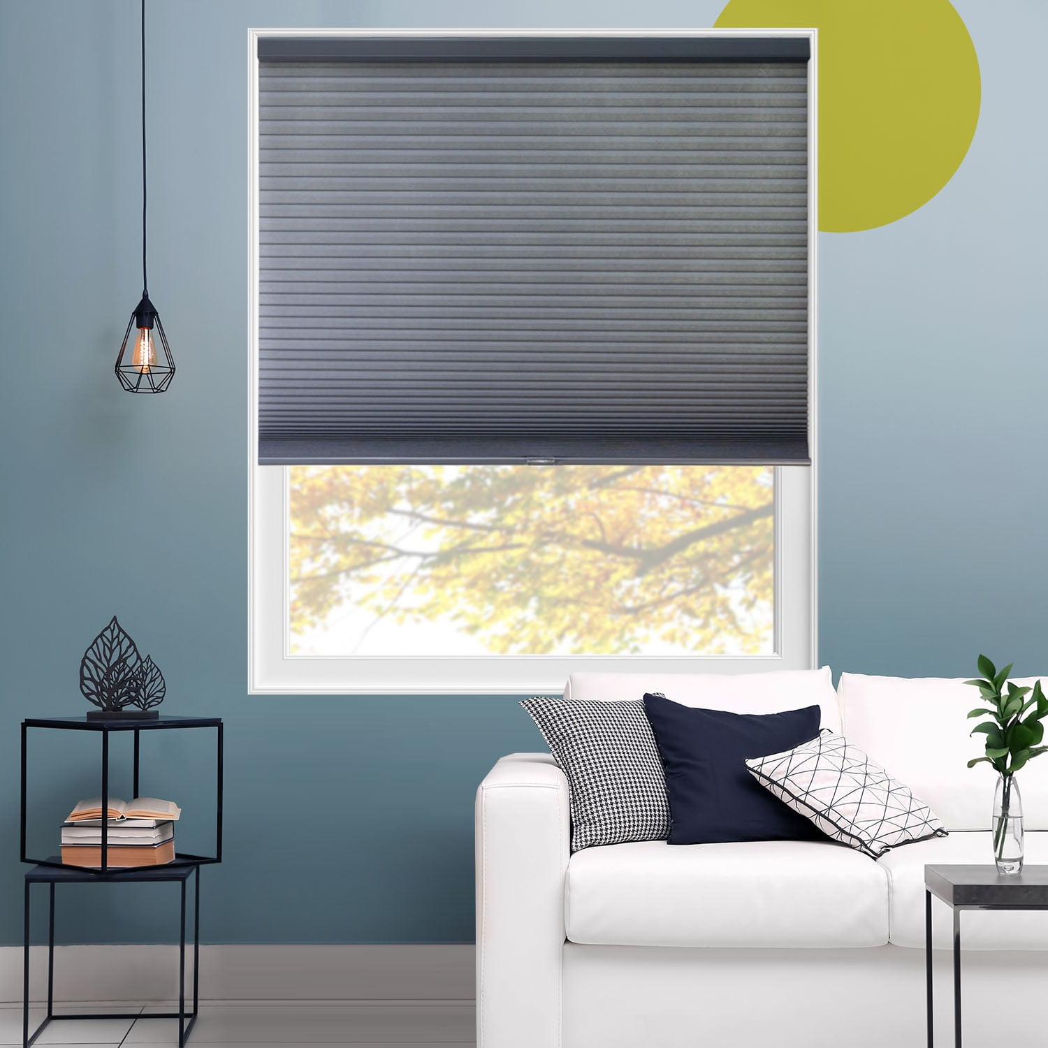 Yellow Blinds Cordless Light Filtering Honeycomb Cellular Shade Skyline Pebble - 61"W X 48"H