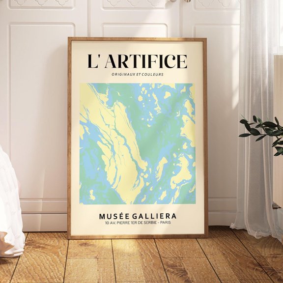 Yellow Blue Abstract Wall Art, Minimalist Wall Art, Exhibition Gallery Art Objects For Living Room Wall Decor, Unique Abstract Poster Print Wall Art, Modern Wall Decor, 8x12 UNFRAMED