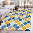thumbnail image 1 of Yellow Blue Area Rugs 4x6 ft Moroccan Trellis Retro Abstract Geometric Washable Rug Non Slip Indoor Carpet Absorbent Floor Mat for Living Room Bedroom Dining Room, 1 of 9