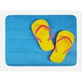 thumbnail image 1 of Yellow and Blue Bath Mat, Flip Flops on Wooden Pier Cheerful Holiday Travel Relax Image, Non-Slip Plush Mat Bathroom Kitchen Laundry Room Decor, 29.5 X 17.5 Inches, Sky Blue Yellow Pink, Ambesonne, 1 of 2