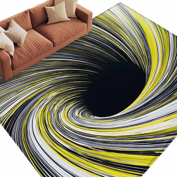 Yellow Blue Black Swirling Vortex Area Rug 6x9 Washable Rug Non Slip Minimalist Modern Abstract Large Area Rug Soft Stainresistant Carpet for Living Room Bedroom Home Office Dining Room Nursery