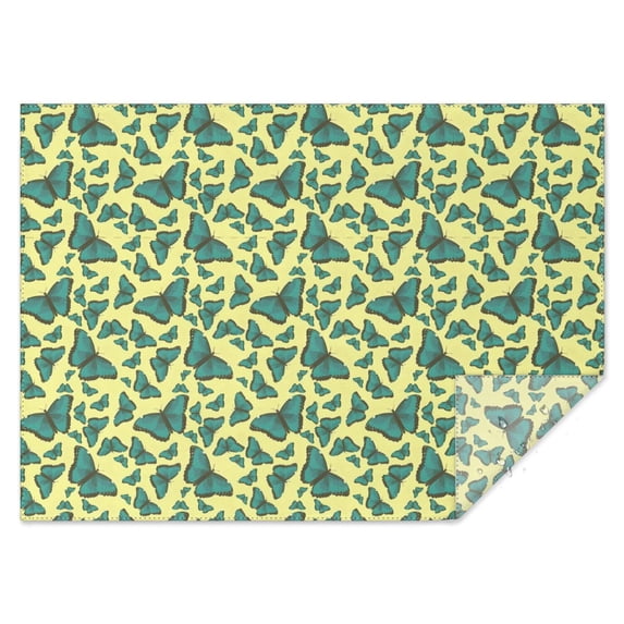 Yellow Blue Butterfly Pattern Rectangle Tablecloth 60"x84",Waterproof Polyester Rectangle Table Cloth, Wipeable Spillproof Polyester Tablecloth for Dining, Camping, Indoor and Outdoor