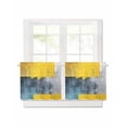 thumbnail image 1 of Yellow Blue Color Block Short Blackout Curtains 45 Inch Long Modern Style Oil Painting Rod Pocket Kitchen Curtains, 2 Panels Thermal Insulated Room Darkening Drapes for Bedroom, 42"W x 45"L, 1 of 5