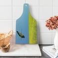 thumbnail image 1 of Yellow and Blue Cutting Board, Alone Stork Flying in Clear Sky over Spring Flowering Field Freedom Picture, Tempered Glass Cutting and Serving Board, Wine Bottle Shape, Multicolor, by Ambesonne, 1 of 1