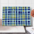 thumbnail image 1 of Yellow and Blue Cutting Board, Retro Scottish Checkered Tartan with Color Stripes Lines Pattern, Decorative Tempered Glass Cutting and Serving Board, Large Size, Pale Violet Blue, by Ambesonne, 1 of 5