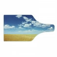 thumbnail image 1 of Yellow and Blue Cutting Board, Wheat Field Vibrant Summer Harvest Sunbeam Rural Farm Scenery, Tempered Glass Cutting and Serving Board, Wine Bottle Shape, Earth Yellow Blue White, by Ambesonne, 1 of 1
