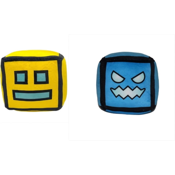 Yellow-Blue Dual Color Sprint Cube Plush Combo, Wood Textured Game Doll Set, Easter Home Ornament & Fan Birthday Gift Bundle