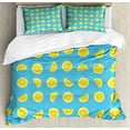 thumbnail image 1 of Yellow and Blue Duvet Cover Set, Fresh Lemon Slices Fruit Happy Summer Sun Exotic Vacation Holiday Joy, Decorative 3 Piece Bedding Set with 2 Pillow Shams, Queen Size, Sky Blue Yellow, by Ambesonne, 1 of 3