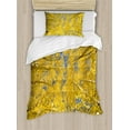 thumbnail image 1 of Yellow and Blue Duvet Cover Set, Looking Skyward Amongst the Patch of Sun-lit Aspen Trees in Autumn Life Print, Decorative 2 Piece Bedding Set with 1 Pillow Shams, Twin Size, Yellow, by Ambesonne, 1 of 3