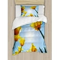 thumbnail image 1 of Yellow and Blue Duvet Cover Set, Tulip Flower Field Against the Sky Summer Blooming Petals Vibrant, Decorative 2 Piece Bedding Set with 1 Pillow Shams, Twin Size, Green Yellow Blue, by Ambesonne, 1 of 3