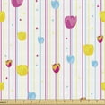 thumbnail image 1 of Ambesonne Yellow and Blue Fabric by the Yard Upholstery, Stripes Tulips, 5 Yards, Pink Yellow Pale Blue, 1 of 4