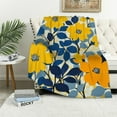 thumbnail image 1 of Yellow Blue Floral Flannel Blanket Soft and Durable Throw Blanket 100x130cm 130x150cm 150x200cm 40x50in, 1 of 6