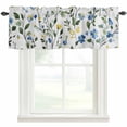 thumbnail image 1 of Yellow Blue Floral Plant Window Valance Curtain Wildflowers Green Leaf Rod Pocket Short Curtain for Living Room, Bedroom & Kitchen Window Decor 42x18in, 1 of 8