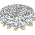 thumbnail image 1 of Yellow and Blue Floral Tablecloth Round 60 Inch Farmhouse Boho Tablecloth Spring Summer Fabric Table Cloth With Wrinkle Resistant For Kitchen Holiday Picnic Party Dinner Room Indoor Outdoor Decor, 1 of 6