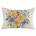 thumbnail image 1 of Yellow Blue Floral Throw Pillow Cover 20 x 36 Inch Decorative Pillow Cover Eucalyptus Leaves Botanical Lumbar Pillowcase Seasonal Rectangle Cushion Case for Couch Sofa Bed Living Room, 1 of 7