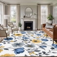 thumbnail image 1 of Yellow Blue Floral Washable Living Room Rugs 8'x10', Vintage Leaf Low Pile Throw Large Area Rug Non-Slip Sturdy Edge Binding Carpet for Bedroom Dining Room Office, 1 of 9