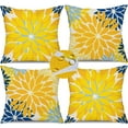 thumbnail image 1 of Yellow Blue Flower Pillow Covers 18x18 Inch Set of 4 White Blue Colored Throw Pillows Outdoor Waterproof Decor for Living Room Sofa Patio Funiture Garden Floral Linen Cushion Case 008A, 1 of 6
