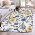 thumbnail image 1 of Yellow Blue Flower Washable Area Rugs 4'x6', Abstract Floral Low Pile Throw Living Room Rug Non-Slip Sturdy Edge Binding Carpet for Indoor Entryway Bedside Kitchen, 1 of 9