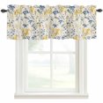 thumbnail image 1 of Yellow Blue Flowers Kitchen Valances for Windows, Watercolor Botanical Floral Plants Bathroom Window Valances 54x18 Inch Rod Pocket Window Treatments Valance Curtains for Living Room Bedroom Decor, 1 of 6