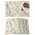 thumbnail image 1 of Yellow Blue Flowers Placemats Set of 12 Spring Botanical Wild Floral Rustic Place Mats Indoor Wipeable Table Mats Washable Cloth Dining Table Placemats for Kitchen Holiday Party Home Decor 13x19 Inch, 1 of 9