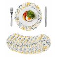 thumbnail image 1 of Yellow Blue Flowers Round 13 Inch Placemats Set of 8, Watercolor Botanical Floral Plants HeatResistant Non Slip Place Mats for Dining Table, Wipeable Braided Kitchen Table Mats for Housewarming, 1 of 9