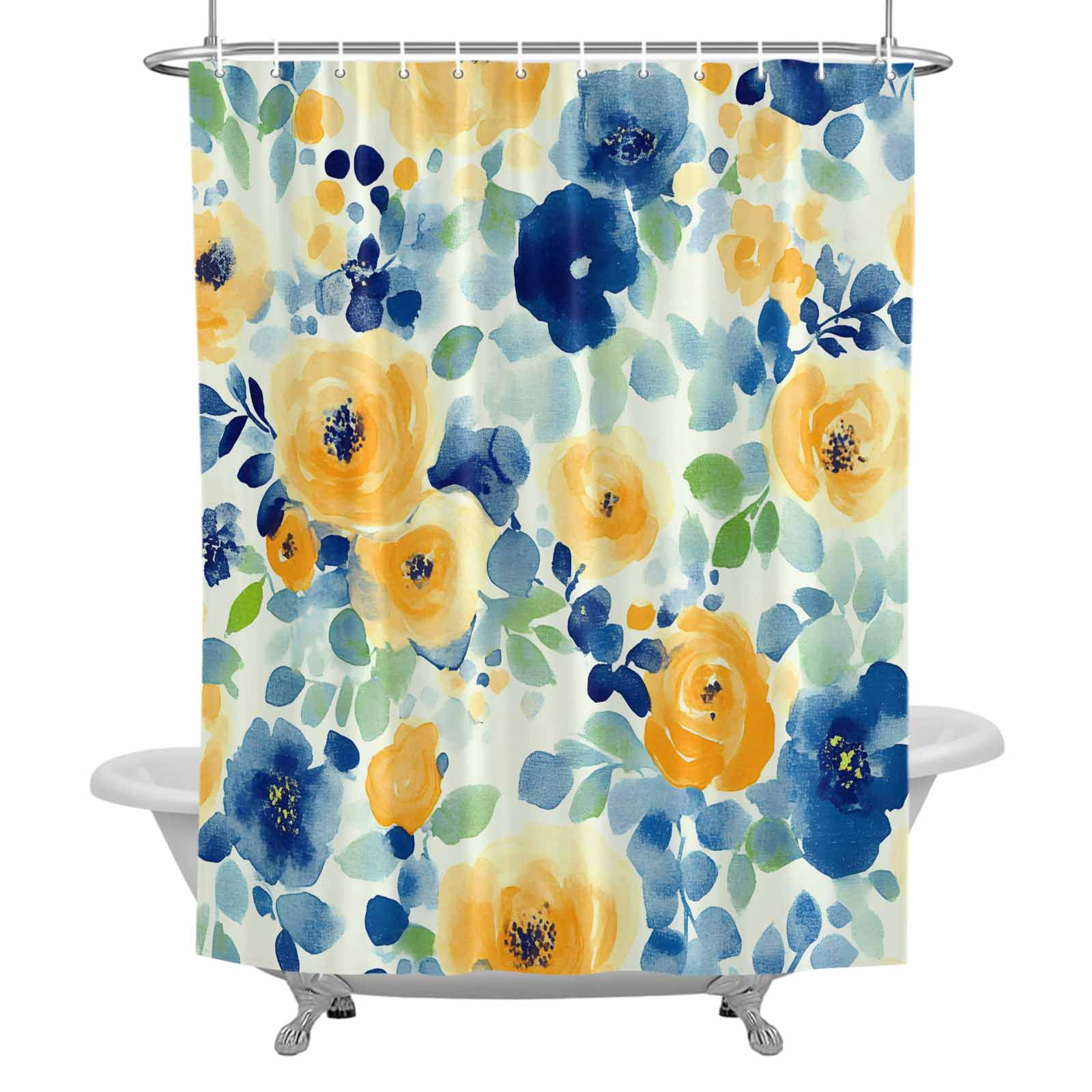 Yellow And Blue Shower Curtainnull
