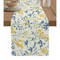 thumbnail image 1 of Yellow Blue Flowers Table Runner Cotton Linen 120 Inch Holiday Dresser Scarves, Watercolor Botanical Floral Plants Tablerunner for Kitchen Coffee Dining Bedroom Dinner Scarf Décor 13''x120'', 1 of 9