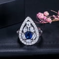 thumbnail image 1 of Yellow Blue Green CZ Women Engagement Pear Finger Ring Silver Plated Jewelry, 1 of 9