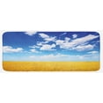 thumbnail image 1 of Yellow and Blue Kitchen Mat, Wheat Field Vibrant Summer Harvest Sunbeam Rural Farm Scenery, Plush Decorative Kitchen Mat with Non Slip Backing, 47" X 19", Earth Yellow Blue White, by Ambesonne, 1 of 1