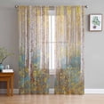 thumbnail image 1 of Yellow Blue Oil Painting Sheer Curtains 63 Inches Length 2 Panels Set, Window Sheer Curtains for Living Room/Bedroom, Contemporary Abstract Art Light Filtering Rod Pocket Curtain 52'' x 63'' x 2, 1 of 7