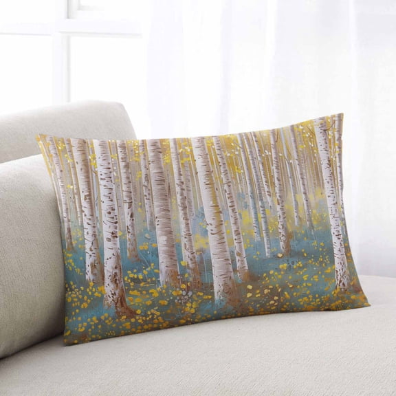 Yellow Blue Oil Painting Throw Pillow Covers, Contemporary Abstract Art Soft Breathable Pillow Cases with Invisible Zipper for Sleeping, Queen Size Pillowcases for Couch Bed Sofa Chair 20x30 Inches