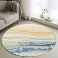 thumbnail image 1 of Yellow Blue Ombre Round Area Rug 3 FT, Small Kitchen Bathroom Mats, Abstract Modern Art Fluid Striped Washable Indoor Outdoor Throw Runner Carpet Non-Shedding Doormat for Table Shower Sofa Entryway, 1 of 8