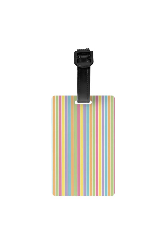 Yellow Blue Pastel Stripe Luggage Identifier Name Tag For Backpacks Suitcases Bags Baggage