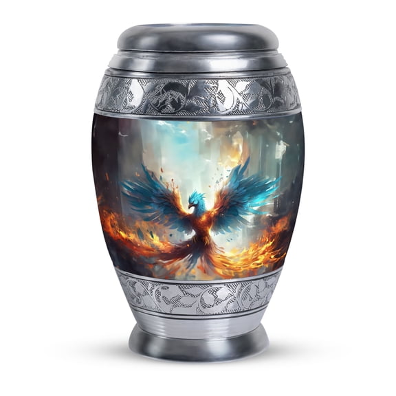 Yellow And Blue Phoenix Spreading Wings Funeral Urns For Human Ashes Adult - Burial Urns For Adult Human Ashes - Small Urns For Human Ashes - Keepsake Urns For Ashes (Size -3inch,1Pcs)